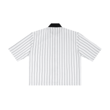 Baseline striped zip jersey in White, back view