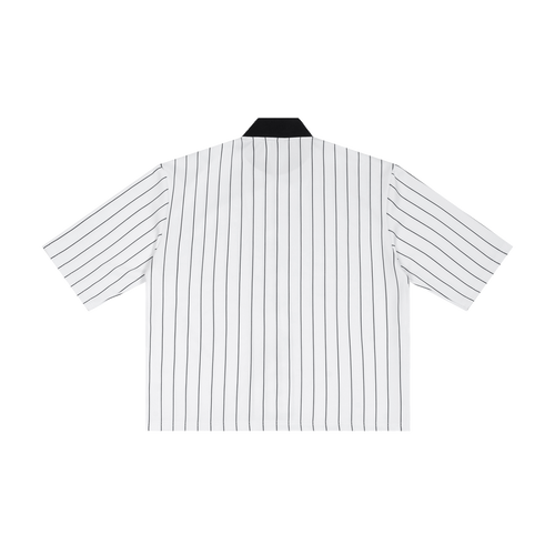 Baseline striped zip jersey in White, back view