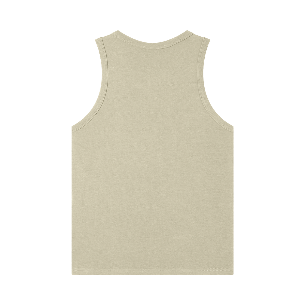 MIROLYUB Tension heavyweight ribbed tank in Khaki, back view.