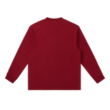 MIROLYUB Continuum cotton-blend long sleeve in Wine Red, back view.