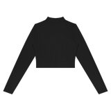 MIROLYUB Women’s Crop Yoga Sports Jacket — Black, back view