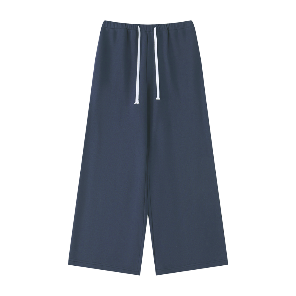 MIROLYUB Cascade wide-leg drawstring pants in Navy Blue — front view