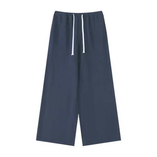 MIROLYUB Cascade wide-leg drawstring pants in Navy Blue — front view