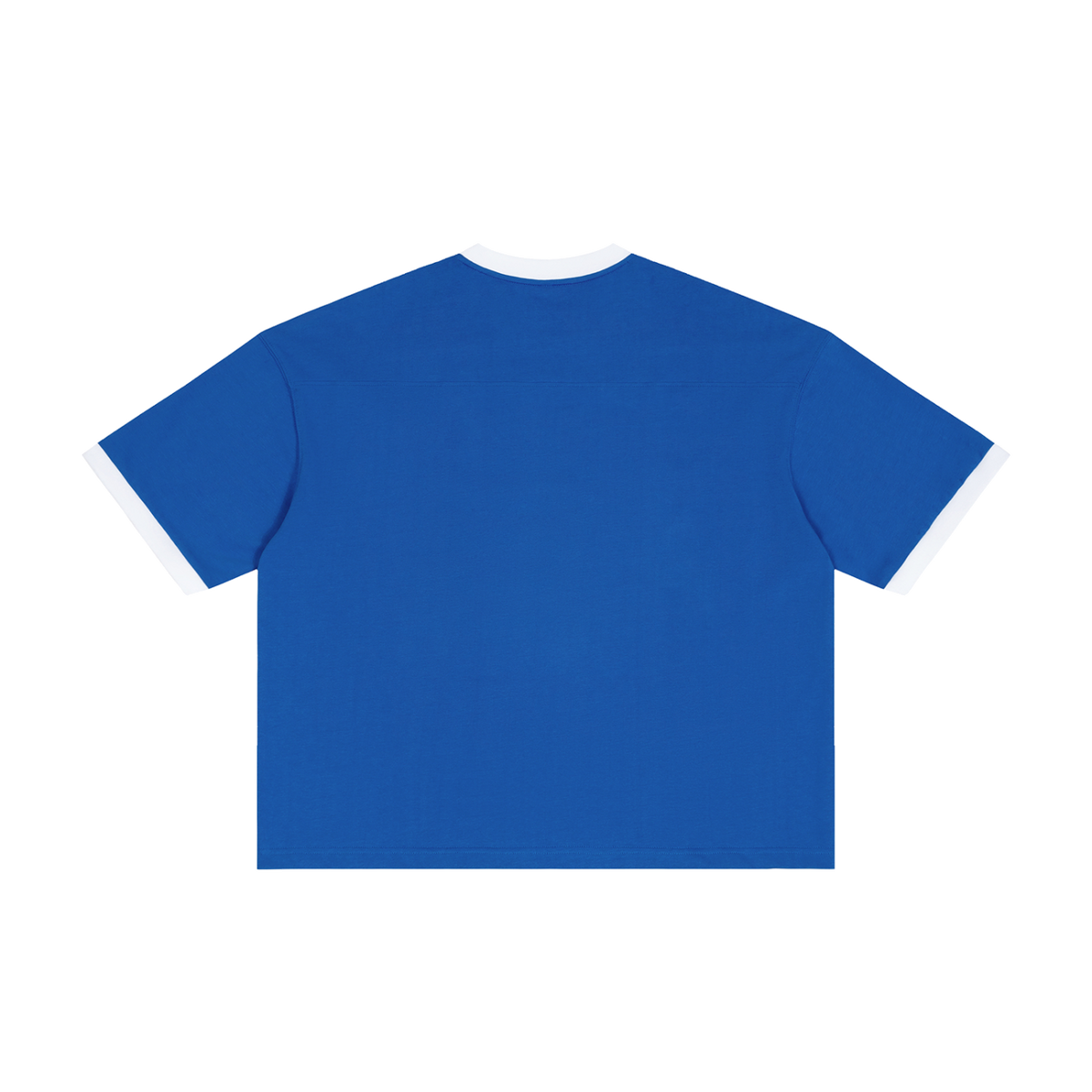 MIROLYUB Unisex Color Block Boxy T-Shirt — Blue — back view
