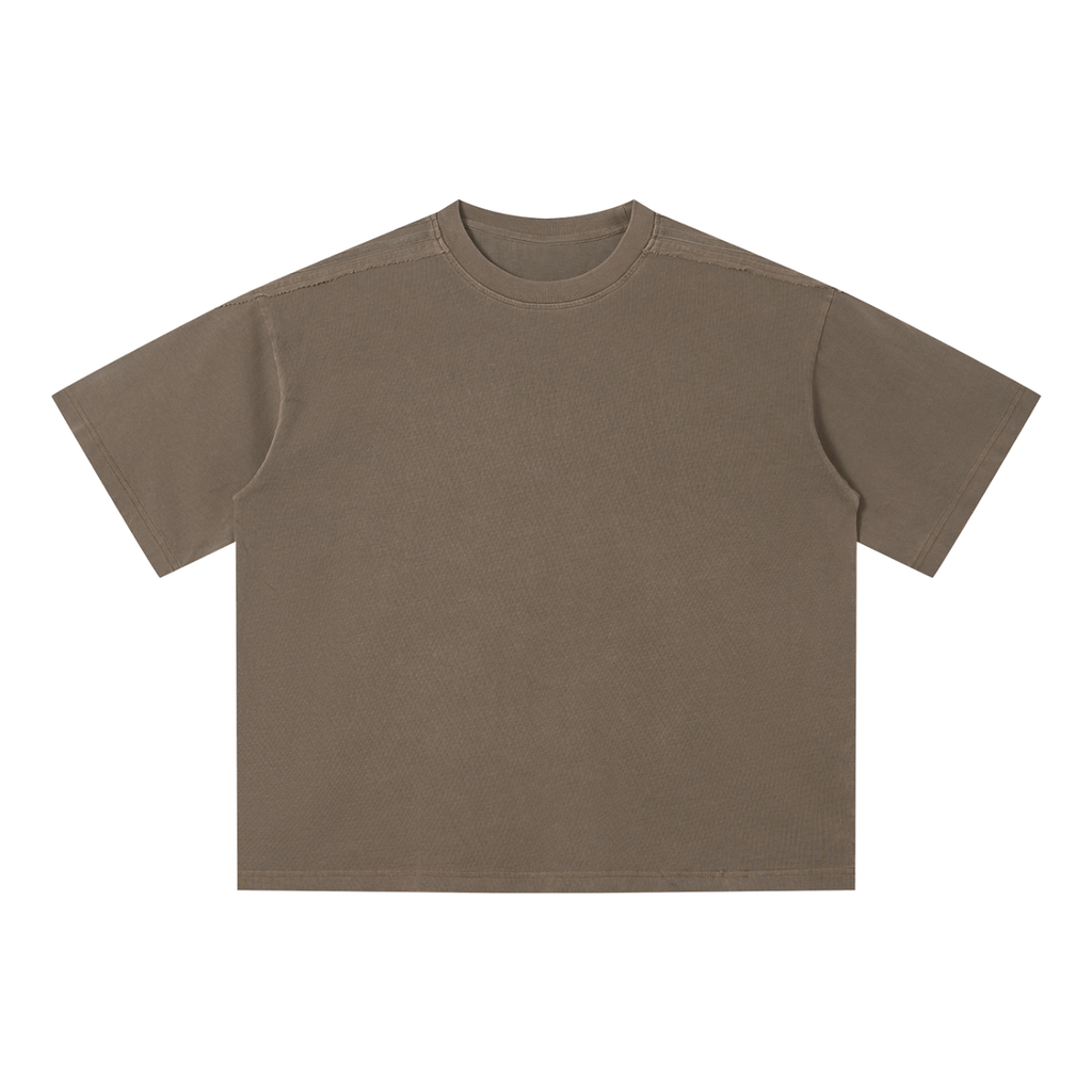 MIROLYUB Unisex Vintage Wash Boxy T-Shirt — Khaki — front view