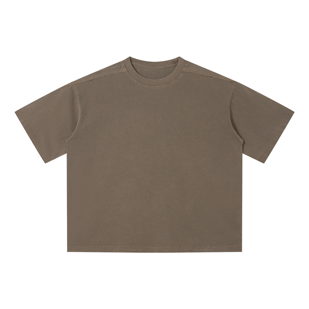 MIROLYUB Unisex Vintage Wash Boxy T-Shirt — Khaki — front view