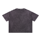 MIROLYUB Stratum Mineral-Wash Boxy Tee in Dark Gray, back view