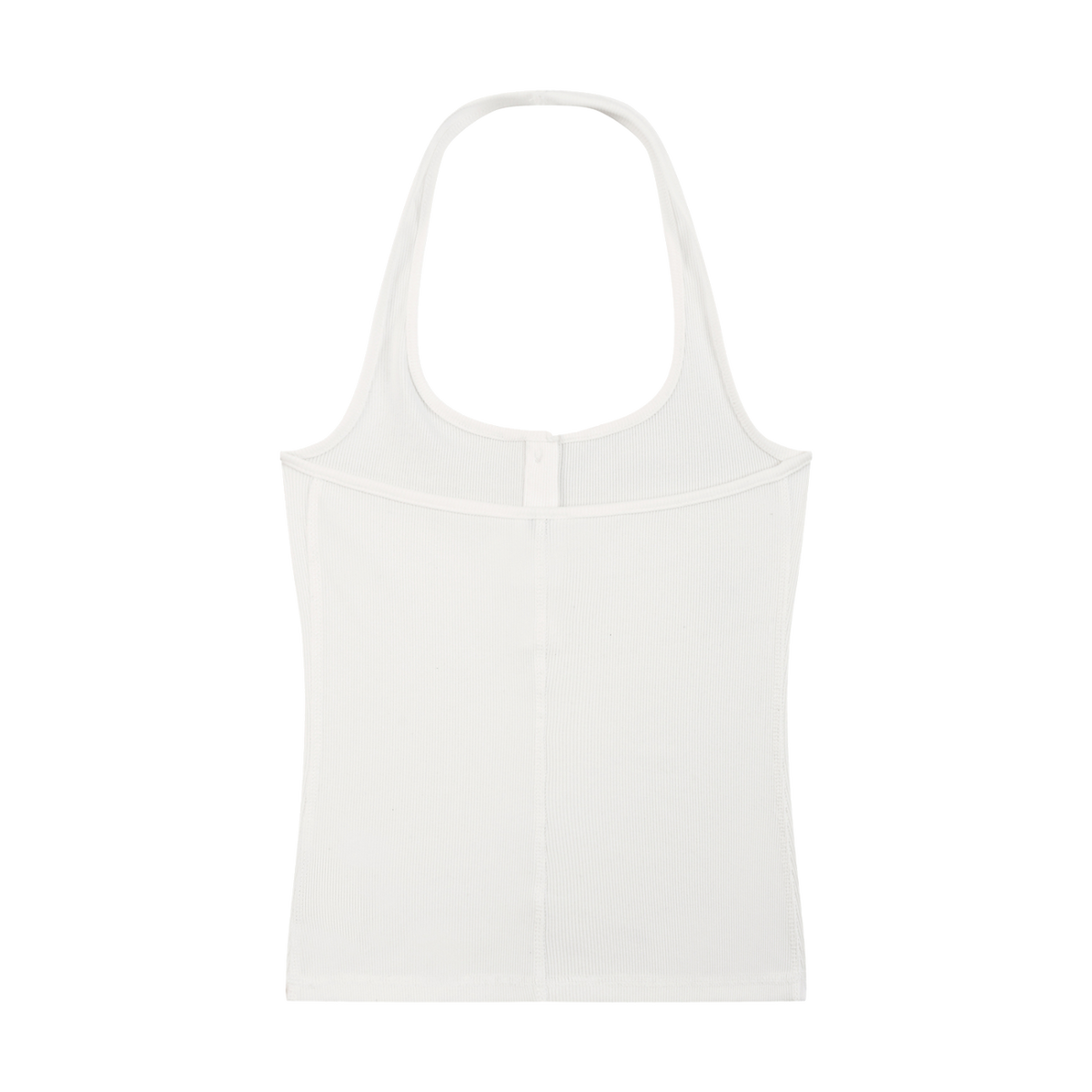 MIROLYUB Notch ribbed Henley tank in White, back view