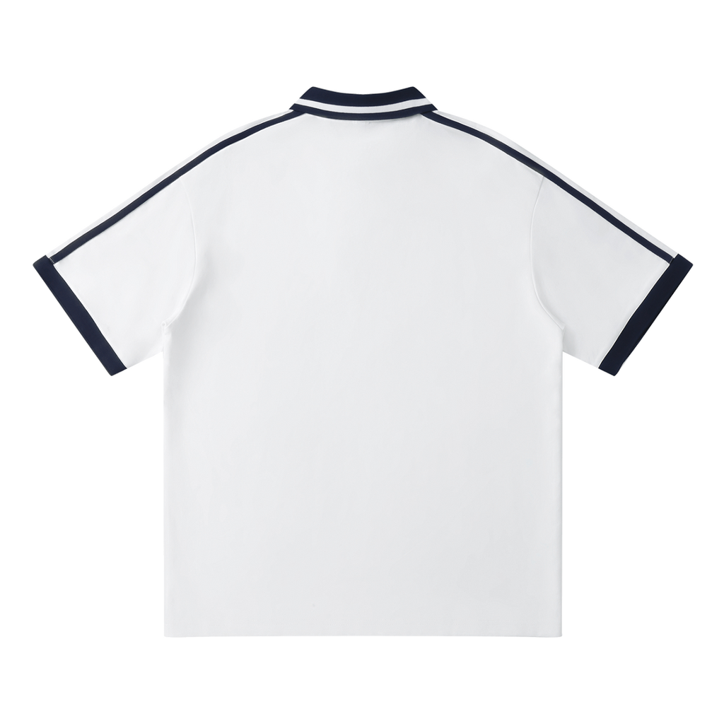 Traction contrast-piping polo in White, back view