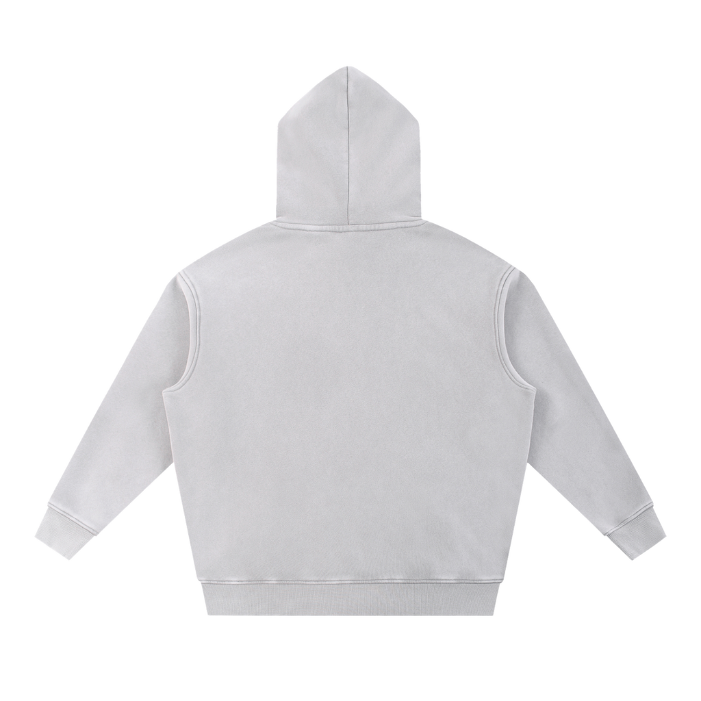 MIROLYUB Frostline Snow-Wash Oversized Hoodie in Light Gray, back view