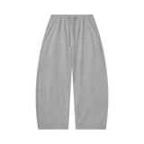 MIROLYUB Tessera waffle barrel pants in Flower Gray, front view.
