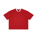 MIROLYUB Unisex Color Block Boxy T-Shirt — Red — front view