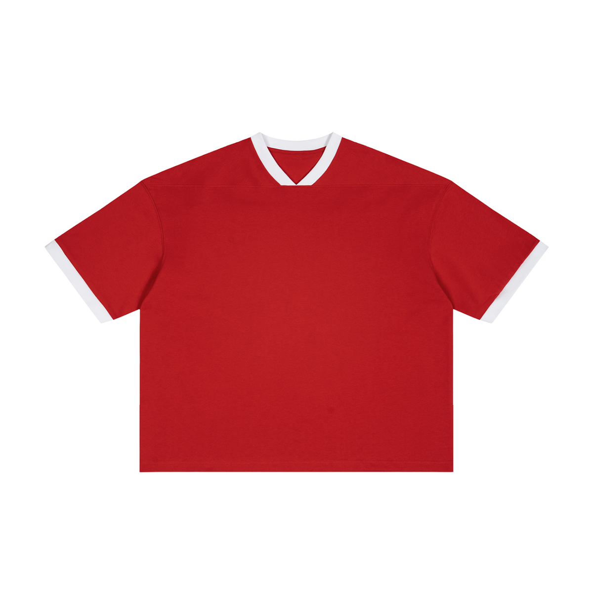 MIROLYUB Unisex Color Block Boxy T-Shirt — Red — front view