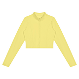 MIROLYUB Women’s Crop Yoga Sports Jacket — Yellow, front view