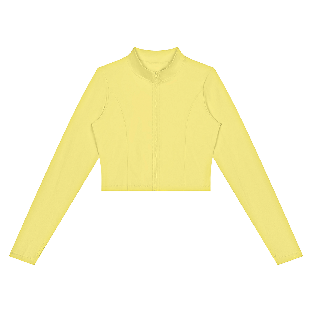MIROLYUB Women’s Crop Yoga Sports Jacket — Yellow, front view