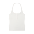 MIROLYUB Notch ribbed Henley tank in White, front view