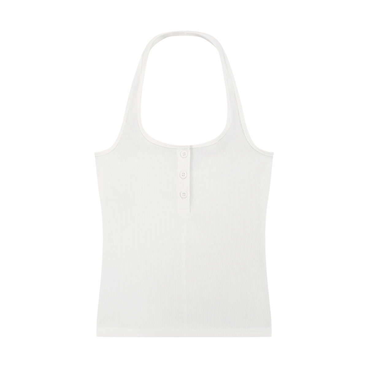 MIROLYUB Notch ribbed Henley tank in White, front view
