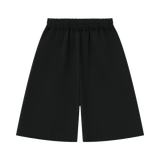 MIROLYUB Unisex Heavyweight Raw Edge Shorts — Black, back view