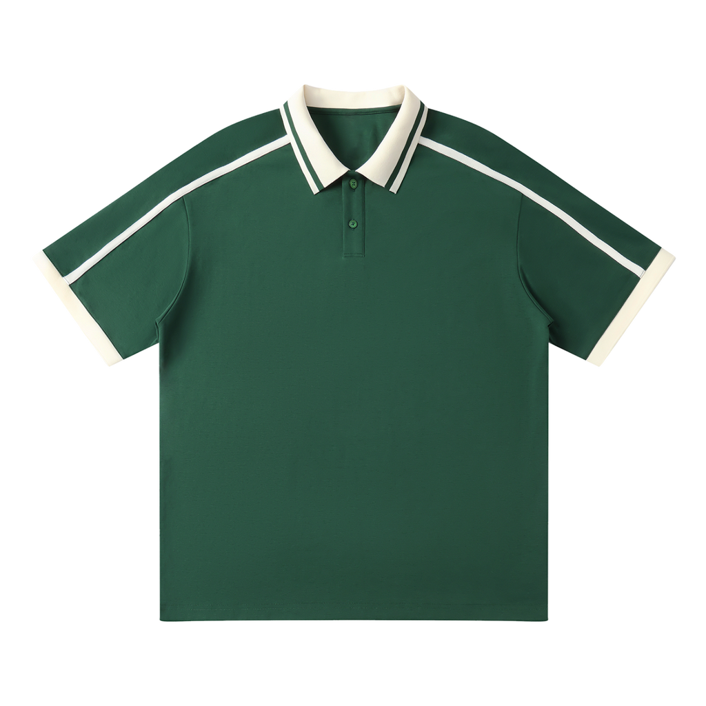 MIROLYUB Traction contrast-piping polo in Dark Green — front view