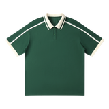 MIROLYUB Traction contrast-piping polo in Dark Green — front view