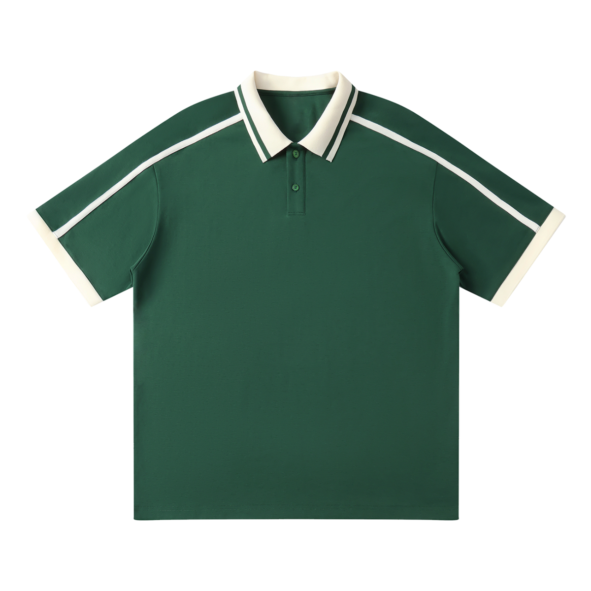 MIROLYUB Traction contrast-piping polo in Dark Green — front view