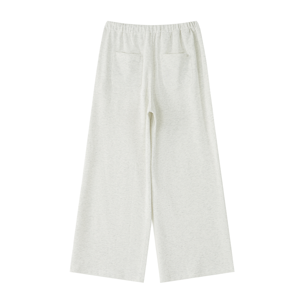 MIROLYUB Cascade wide-leg drawstring pants in Oat Gray — back view