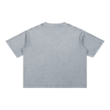 MIROLYUB Stratum Mineral-Wash Boxy Tee in Light Gray, back view