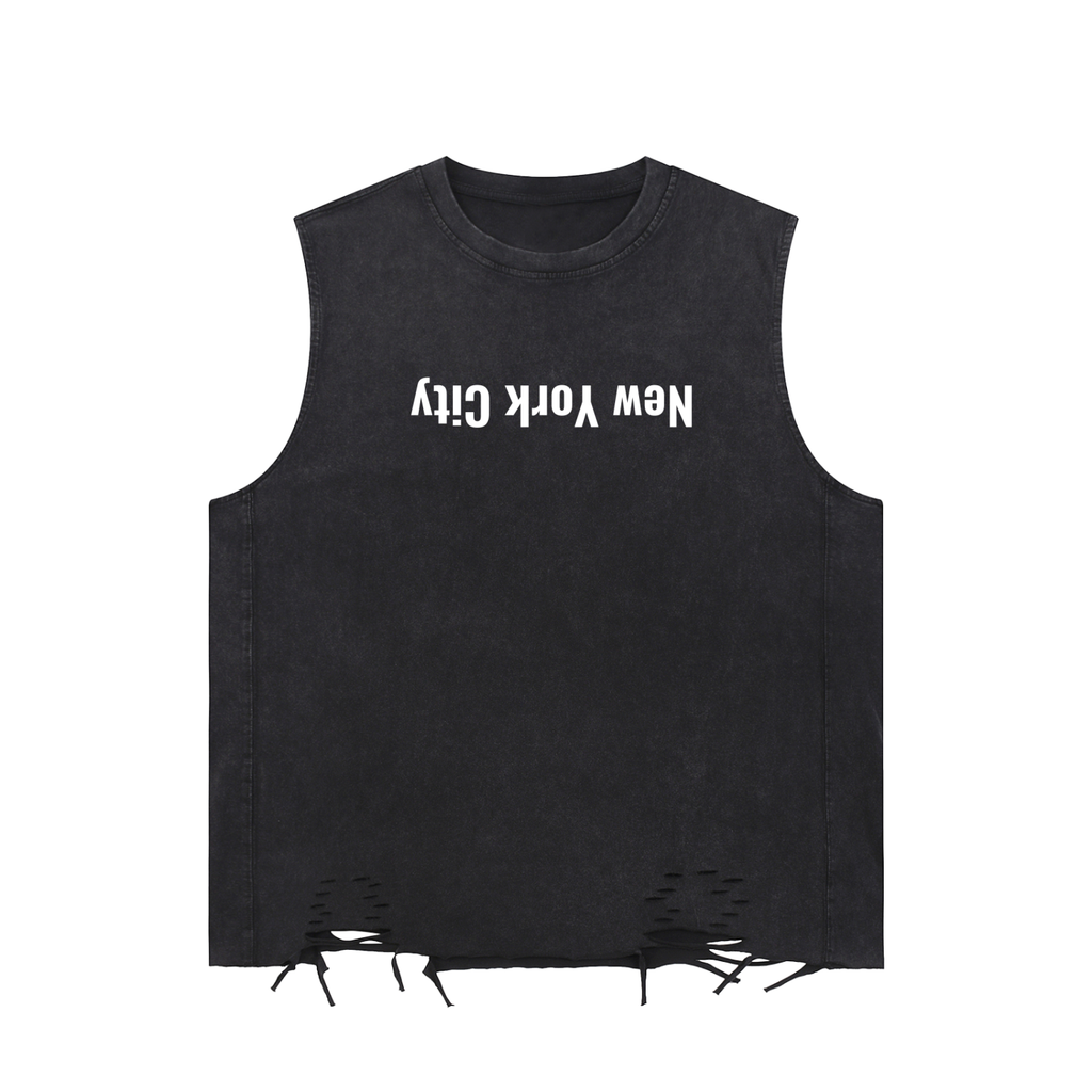 New York City Snow Washed Raw-Hem Tank Top