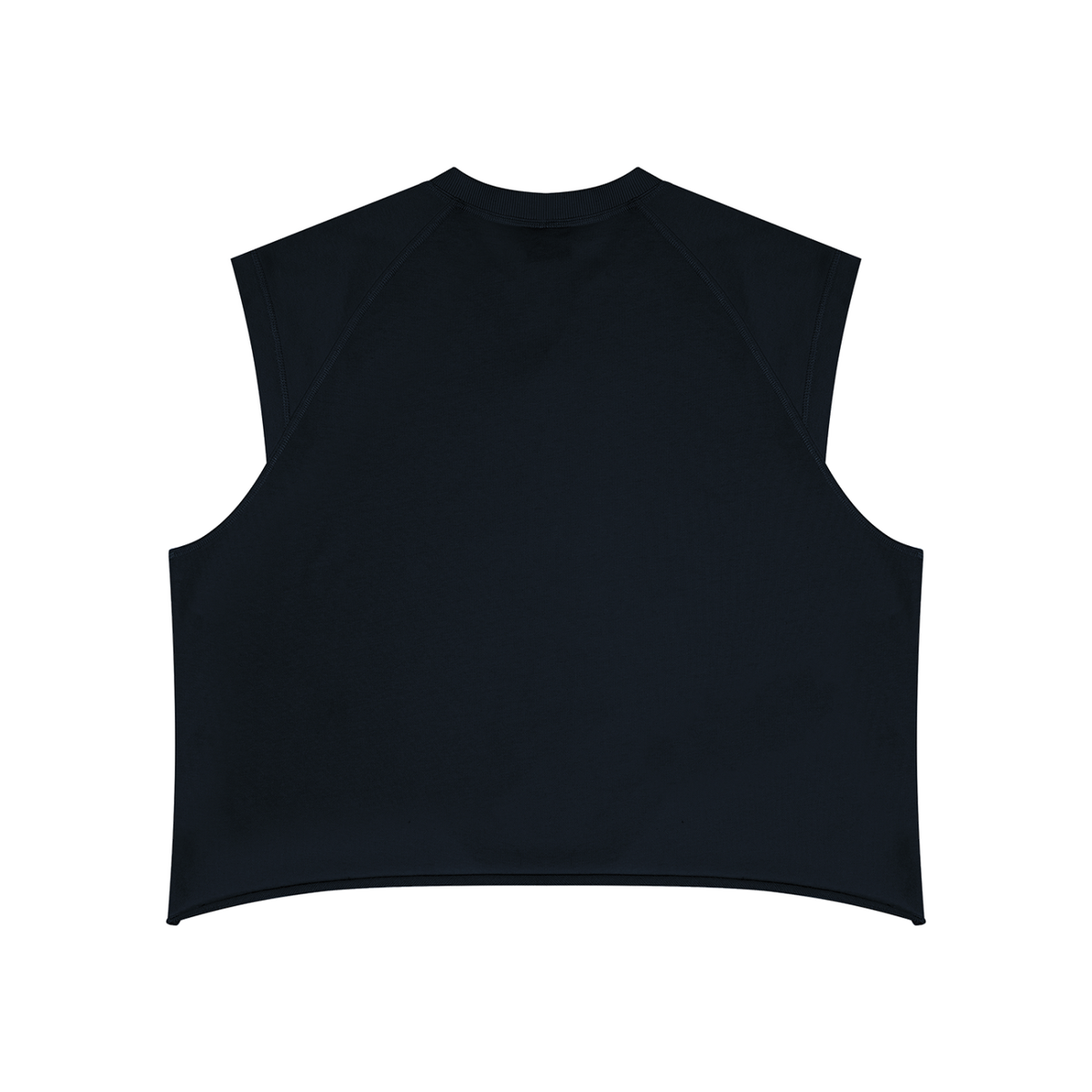 MIROLYUB Ravel raw-hem boxy tank in Black, back view.