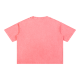 Mineral Wash Boxy Cotton T-Shirt — Pink, back view