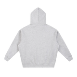 MIROLYUB Loft Boxy Fleece Hoodie in Flower Gray, back view.