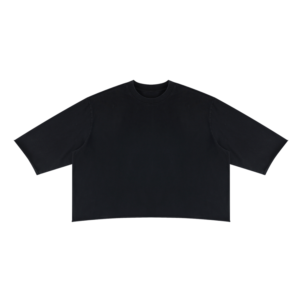 MIROLYUB Undertone Mineral-Wash Raw-Hem Tee in Black, front view.