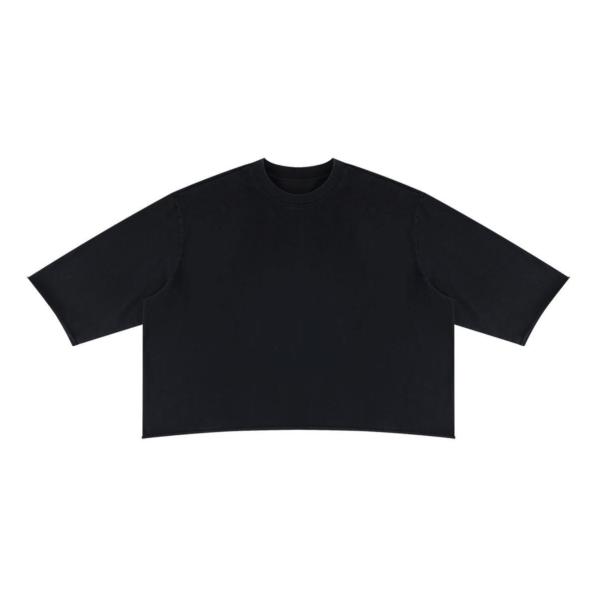 MIROLYUB Undertone Mineral-Wash Raw-Hem Tee in Black, front view.