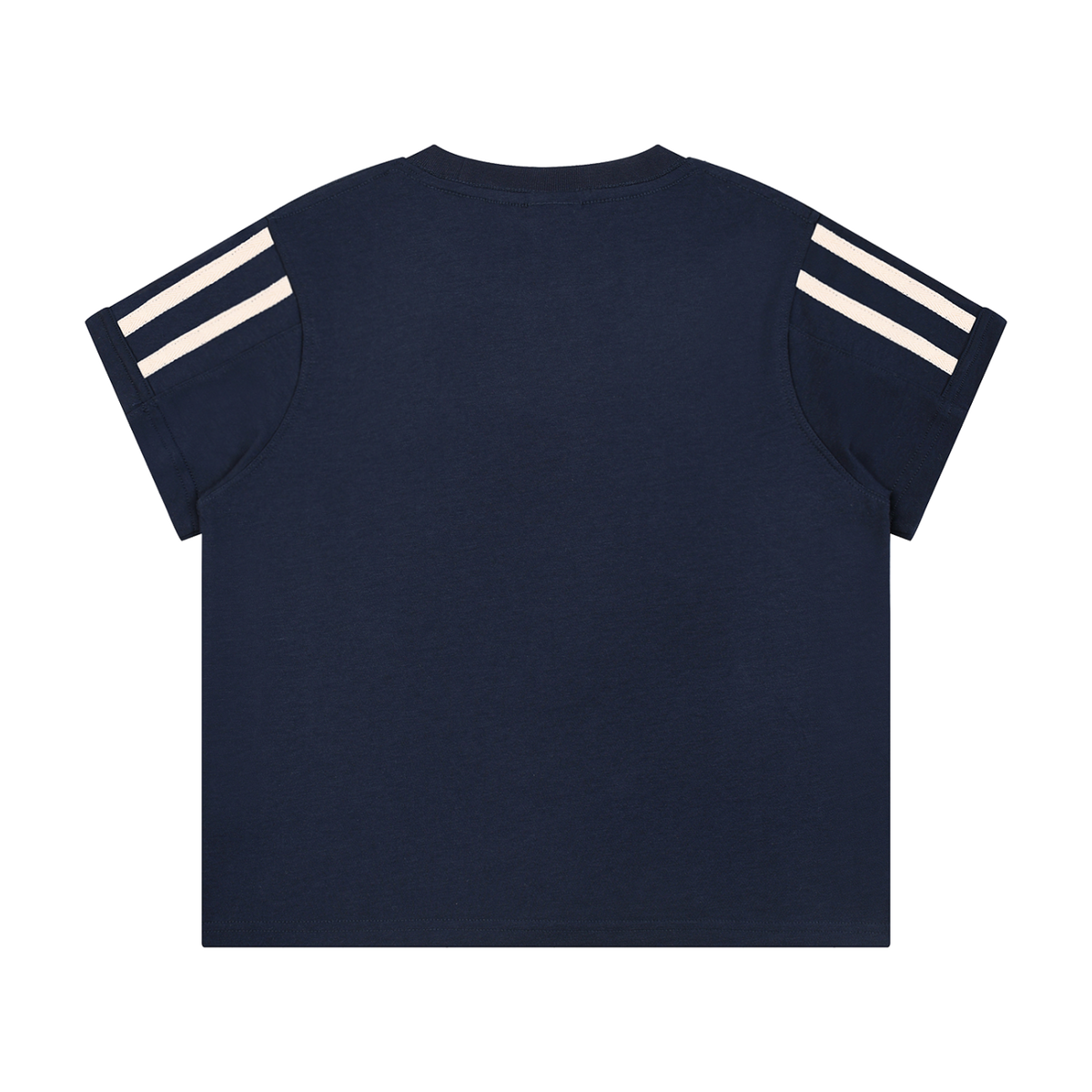 MIROLYUB Pennant twin-stripe cropped tee in Navy Blue — back view