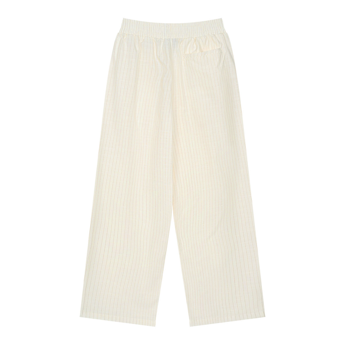 MIROLYUB Axis striped pleated trousers in White, back view.