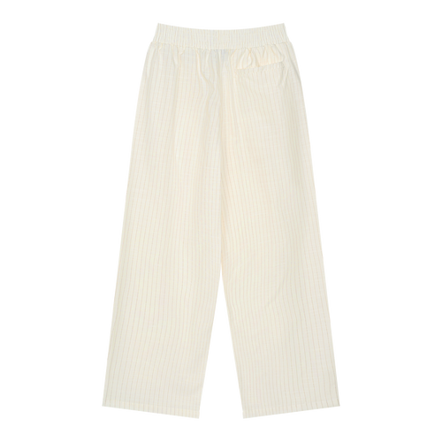 MIROLYUB Axis striped pleated trousers in White, back view.
