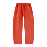 MIROLYUB Arc Vintage-Wash Barrel Fleece Pants in Washed Red, front view.