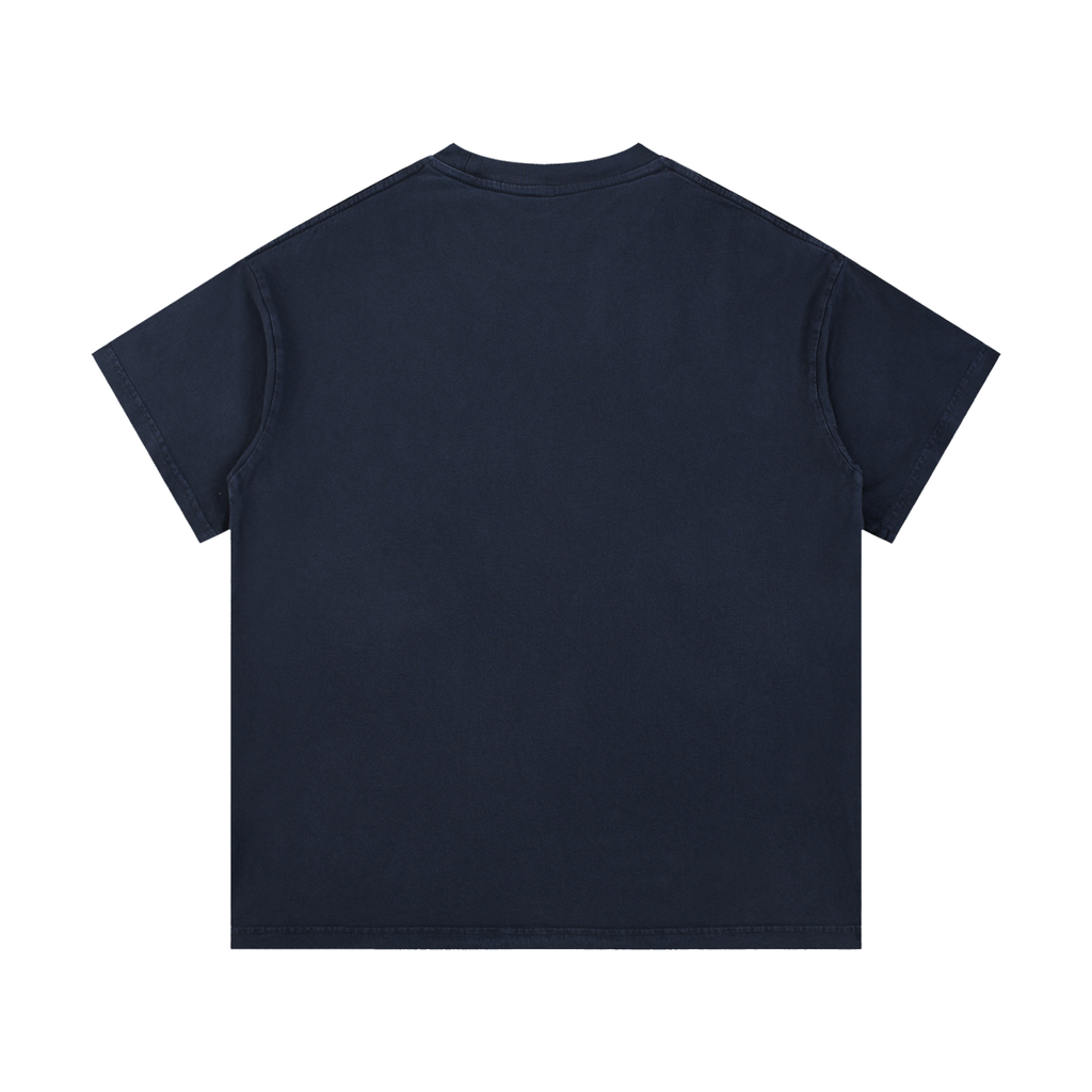MIROLYUB Palimpsest Vintage-Wash Cotton Tee in Royal Blue, back view.