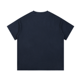 MIROLYUB Palimpsest Vintage-Wash Cotton Tee in Royal Blue, back view.