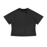 MIROLYUB Women's Mineral Wash Crop T-Shirt — Black, front view