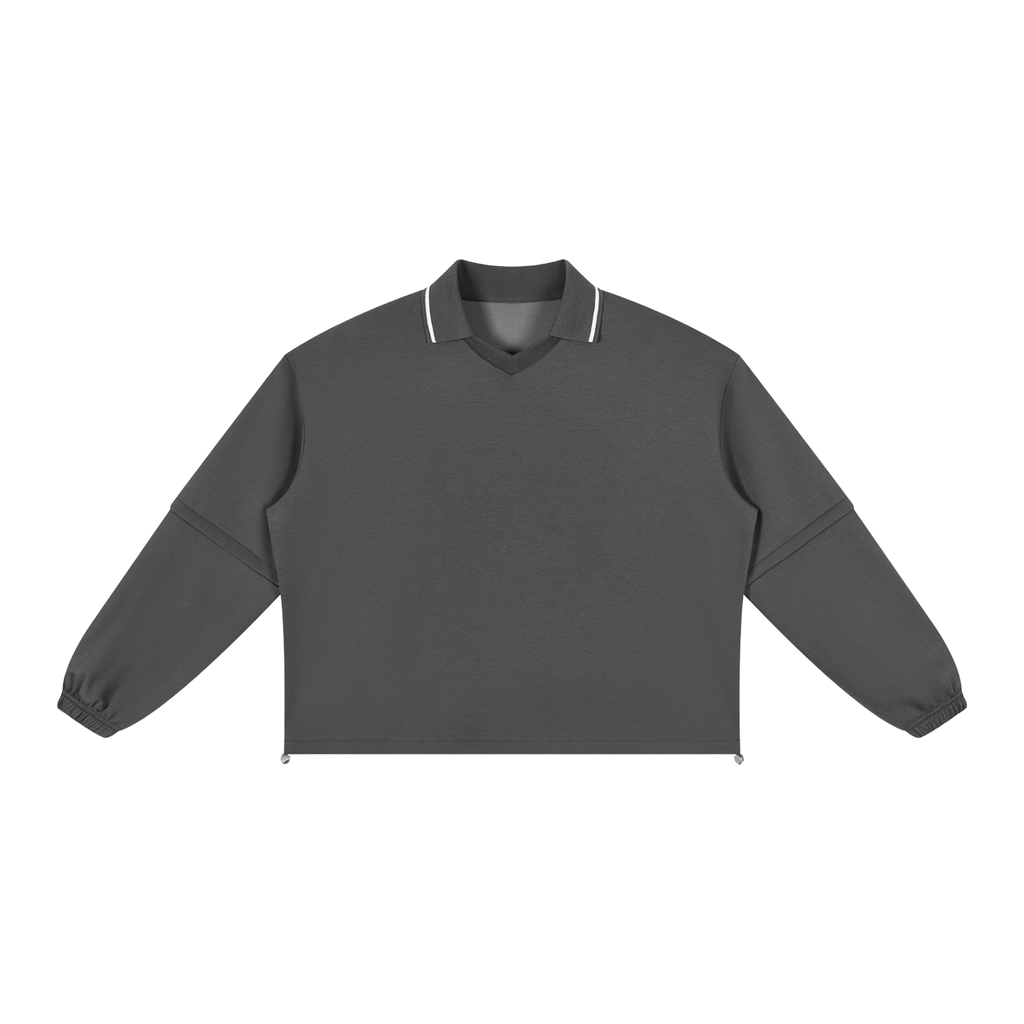 MIROLYUB Collarway collared sweatshirt in Dark Gray, front view.