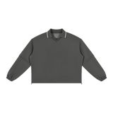 MIROLYUB Collarway collared sweatshirt in Dark Gray, front view.
