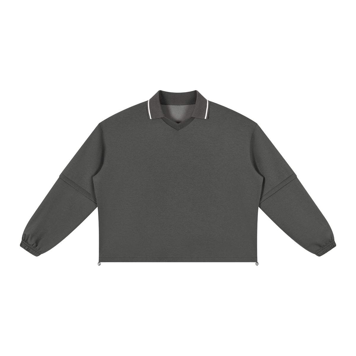 MIROLYUB Collarway collared sweatshirt in Dark Gray, front view.