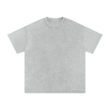 MIROLYUB Afterglow Snow-Wash Oversized Tee in Light Gray, front view.