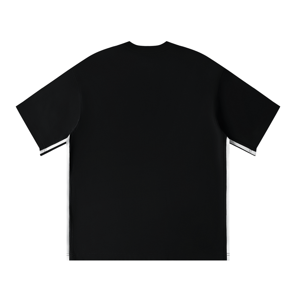 MIROLYUB Unisex Colorblock Crewneck T-Shirt — Black, back view