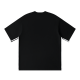 MIROLYUB Unisex Colorblock Crewneck T-Shirt — Black, back view