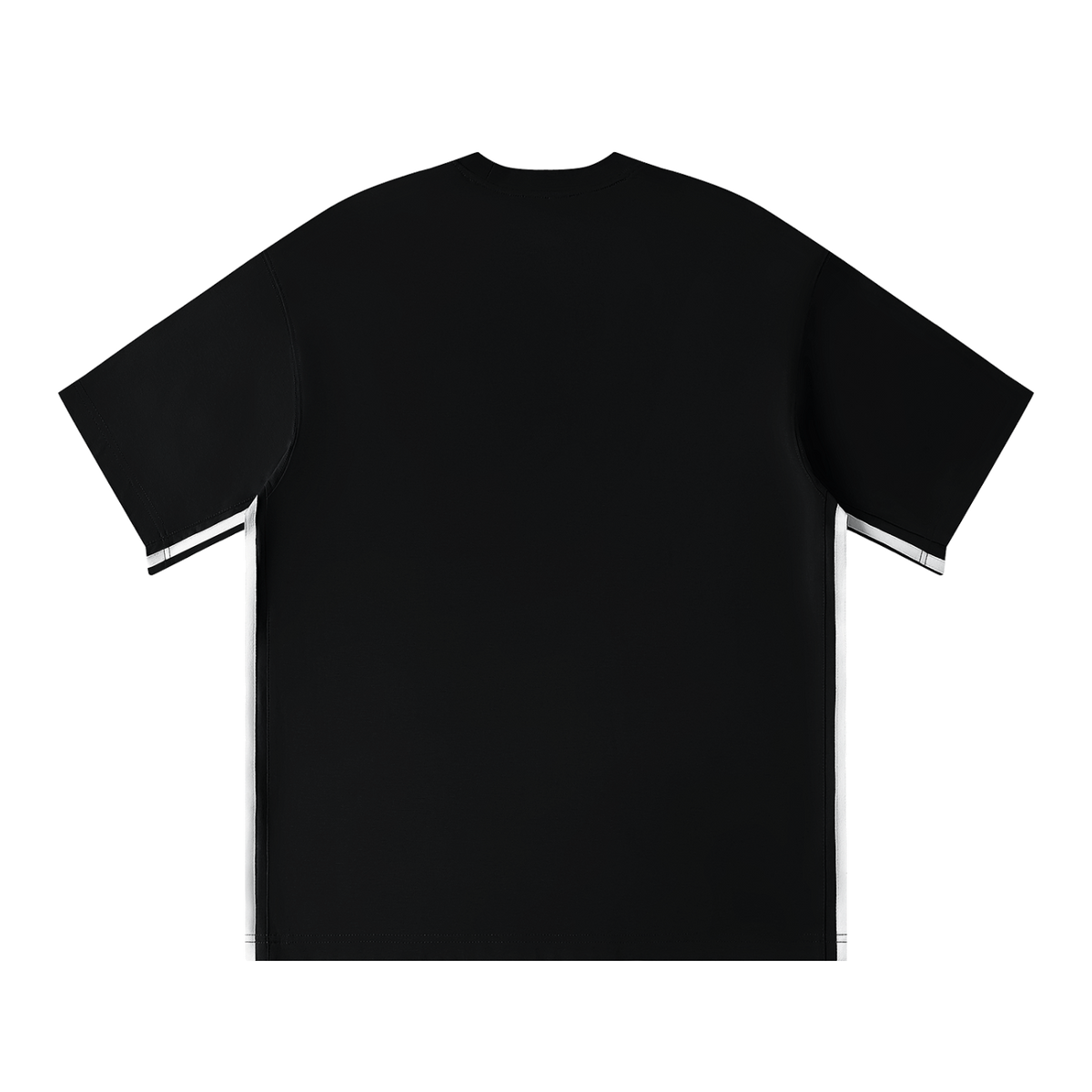 MIROLYUB Unisex Colorblock Crewneck T-Shirt — Black, back view