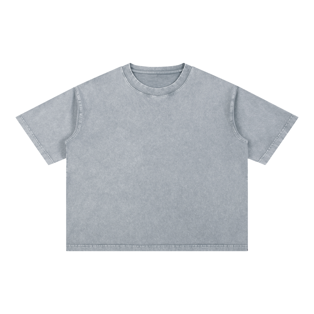 MIROLYUB Stratum Mineral-Wash Boxy Tee in Light Gray, front view
