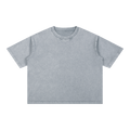 MIROLYUB Stratum Mineral-Wash Boxy Tee in Light Gray, front view