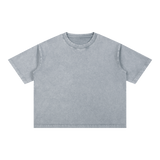 MIROLYUB Stratum Mineral-Wash Boxy Tee in Light Gray, front view
